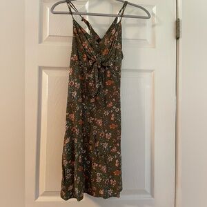 Green floral mini summer dress